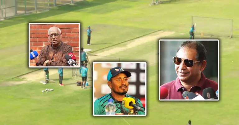 ছবিতে নাজমুল আবেদিন ফাহিম, মোহাম্মদ আশরাফুল ও হাবিবুল বাশার